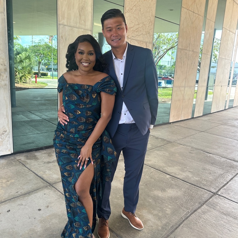 Elegant Teal and Gold Women’s Prom Dress